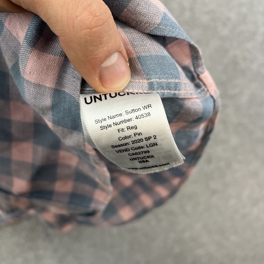 UNTUCKit Linen Shirt Mens Large Blue/Pink Button Down Linen Lightweight L - Picture 7 of 9